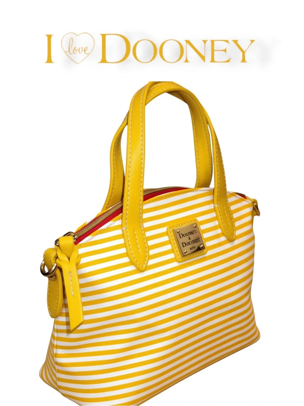 Dooney & Bourke Yellow/White Striped Sullivan Bitsy Satchel - Like New!